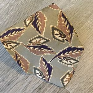 Seigo silk handmade neck tie tan leaf pattern